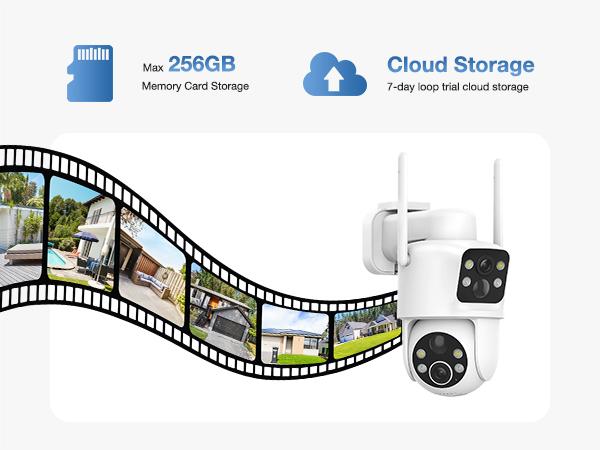 Dual Lens Solar Security Cameras Wireless Outdoor, 2K Full HD Video, 360° View Pan/Tilt Home Security Camera with Color Night Vision, Easy to Install, PIR Alarm, 2.4GHz WiFi