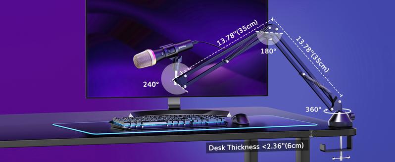 TONOR TD310/TD310+ USB/Type C Dynamic Microphone with Quick Mute Function, RGB Lighting, and Compatible with Phone, PC, PS4/PS5, and Studio Recording