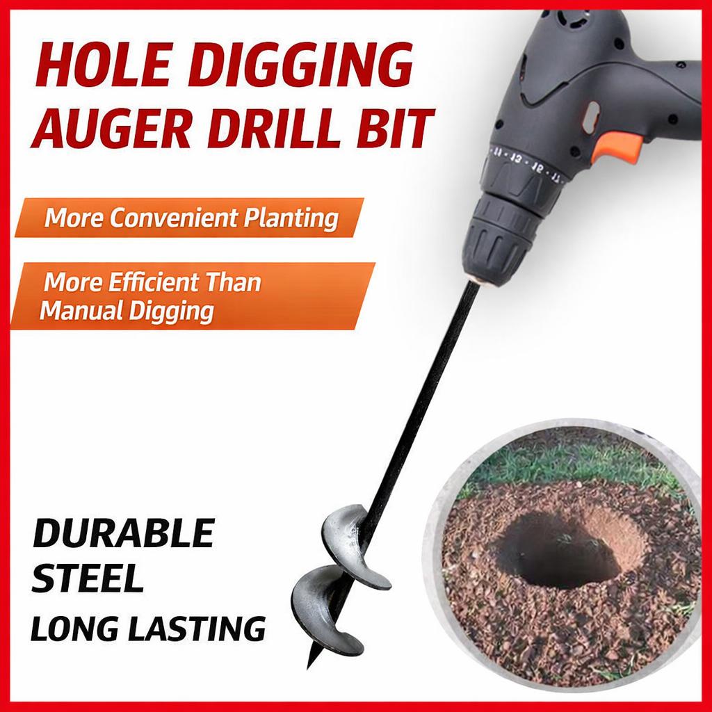 Auger Drill Bit for Planting Garden Spiral Hole and Bulb Planter Tool for Post Hole Digger Bulb Bedding Digging Plant Rapid Planter