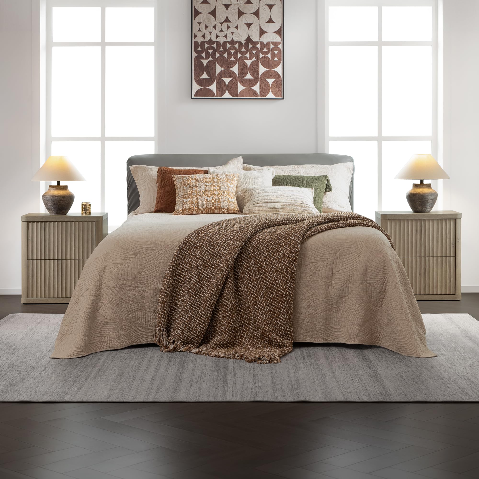 SICOTAS Set of 2 Nightstands, Fluted Modern Bedside Tables with 2 Large Handless Drawers - 22.75" Wide Small End Tables, Curved Edge Design for Bedroom & Living Room SICOTAS Set of 2 Nightstands, Fluted Modern Bedside Tables with 2 Large Handless Drawers - 22.75" Wide Small End Tables, Curved Edge Design for Bedroom & Living Room