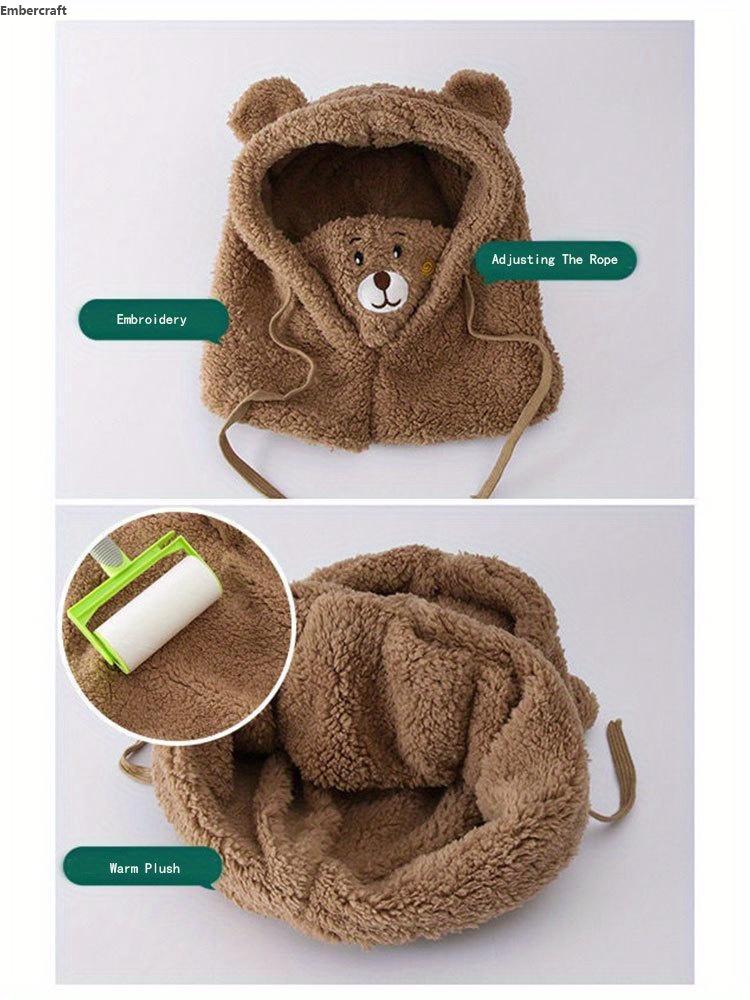 Anime Bear Plush Hat with Scarf and Mask – 3-in-1 Fleece Ear Warmer, Soft Double-Layer Design, Elastic Drawstring Closure, Lightweight Winter Accessory for Autumn, Christmas, and Daily Wear, TikTokShopBlackFriday unique Cosy Matching Set adjustable casual