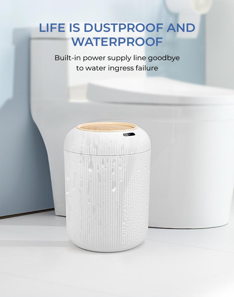 Pukomc Smart Induction Waterproof Trash Can for Bathroom, Bedroom, Office Nordic Style, Household Items Saving Space Motion Sensor Multifunctional Home Goods Environmentally Friendly Automatic