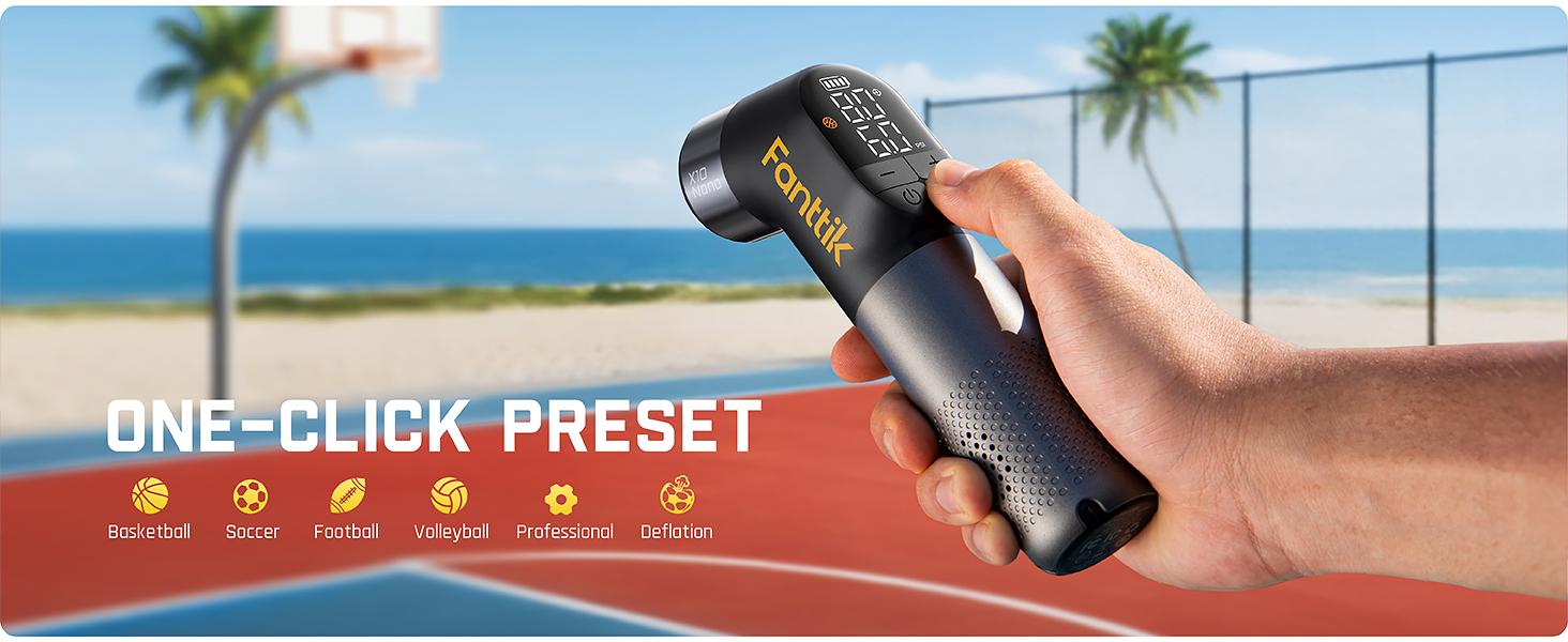 Fanttik X10 Nano Electric Ball Pump Inflation And Deflation, Fast Inflation with Precise Pressure Gauge, Ball Pump for Basketball, Soccer, Football, Volleyball (Max 19.9PSI)-The Trusted Coach's Choice