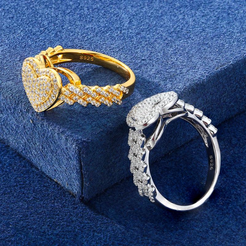 【#R444 】Heart-shaped Ring UCCIYO S925 Sterling Silver Moissanite Ring for Women Men Hip Hop Jewelry Gift