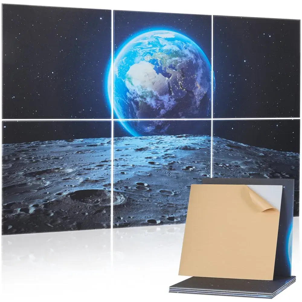 【Summerfinds】VEVOR 6-Pack Art Acoustic Panels Design70.87x47.24x0.4in Self-Adhesive Soundproof Wall TilesSound Dampening Absorbing Boards for HomeStudioEarth, Design