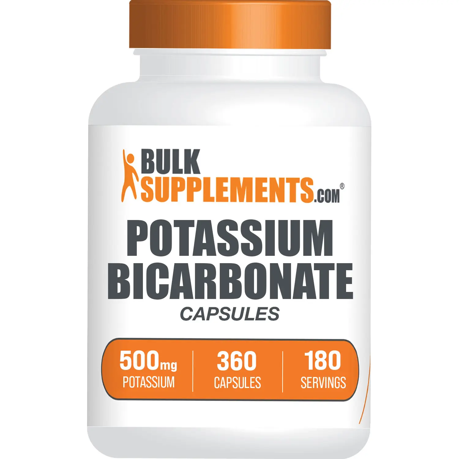 BulkSupplements Potassium Bicarbonate Dietary Supplement Pills - 500mg Potassium per Serving - Allergen-Free (Sugar, Gluten, Dairy) - Bovine Gelatin Capsules - Digestive Aid, Muscle Function Support, Body Health - 360 Count
