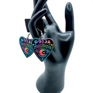 Dark tye dye Ouija earrings. Dangle earrings set. Unisex dangle earrings. Fashion design costume jewelry set