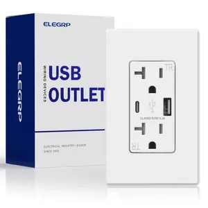USB A/C, 4.2A 5VDC Total Output Outlet with 15A/20A, Tamper-Resistant Wall Outlet
