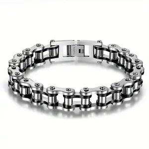 Unique Stainless Steel Motorcycle Chain Bracelet – Durable Punk Hip-Hop Jewelry for Men – Bold Biker Style, Perfect for Everyday Wear & Gifts