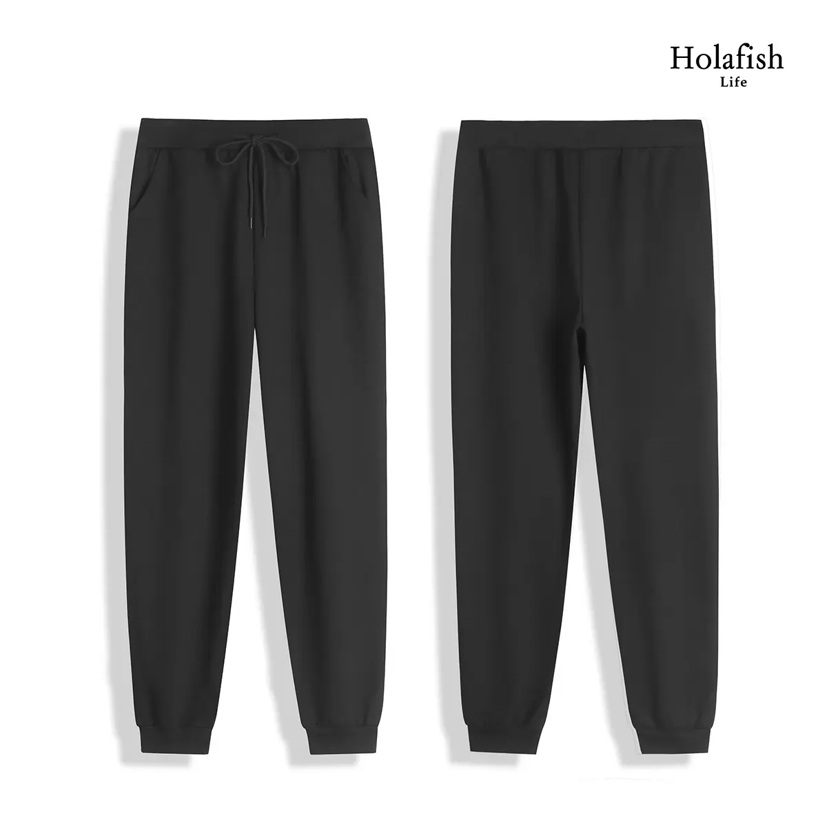 Unisex Plain Tapered Sweatpants, Breathable Cotton Blend Cuffed Joggers with Pockets for Casual Streetwear & Loungewear