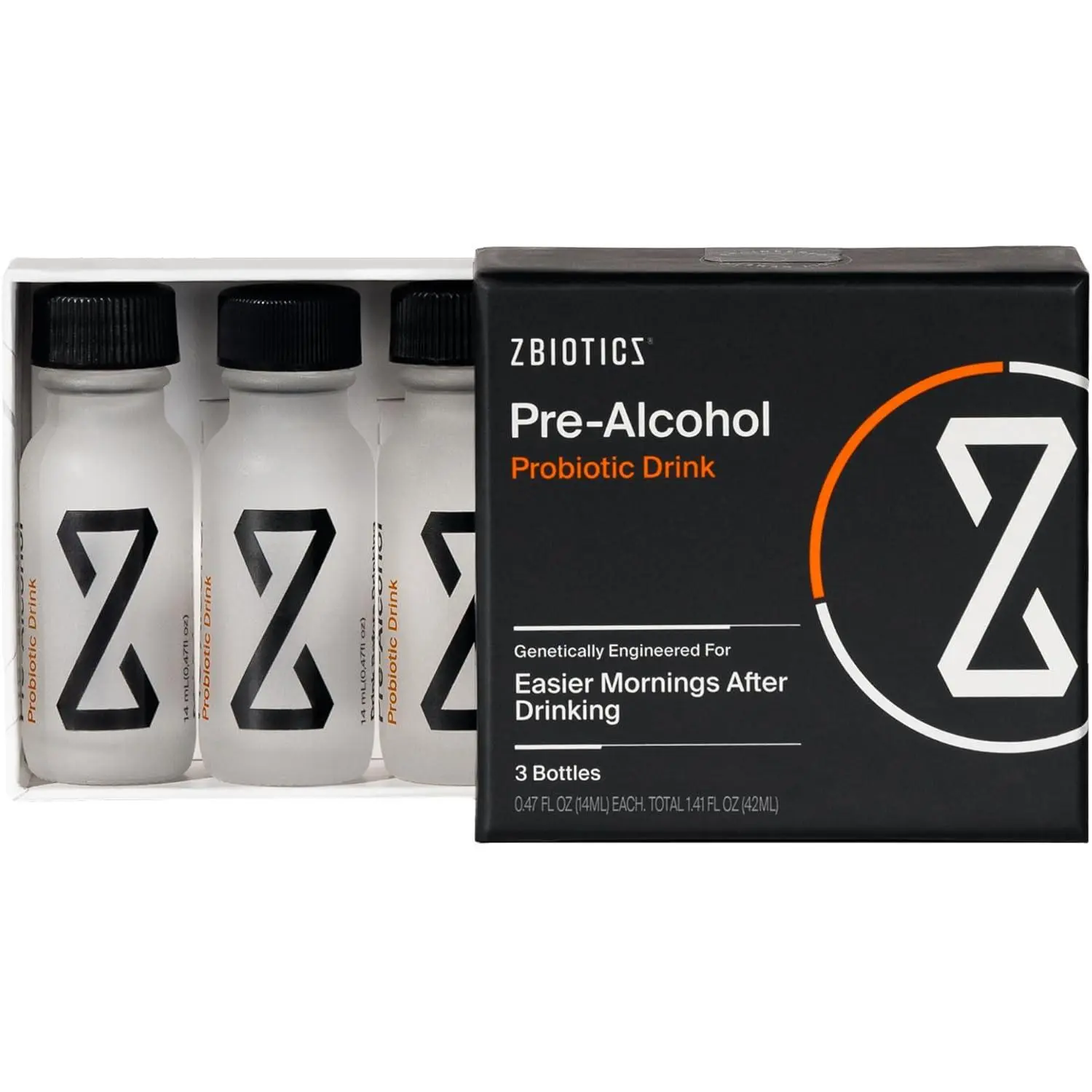 ZBiotics — Feel Better After Drinking, Wake Up Refreshed, Science-Backed, Patented Probiotic for Easier Mornings, Travel-Friendly, 3-Pack of 0.47 Fl Oz Bottles