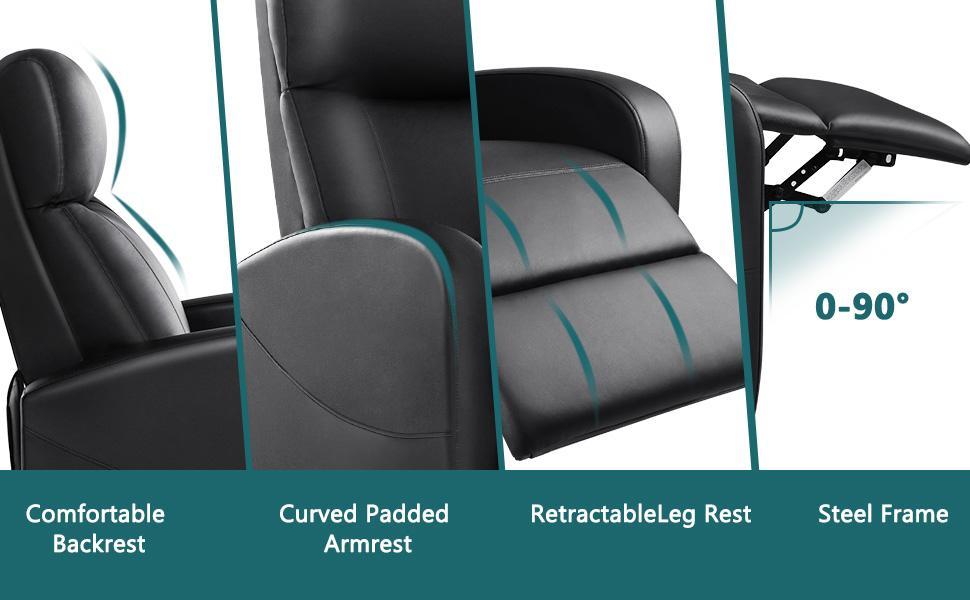 Recliner Chair for Living Room, Massage Recliner Chair Theater Chairs Adjustable Modern Reclining Chair with Padded Seat Backrest
