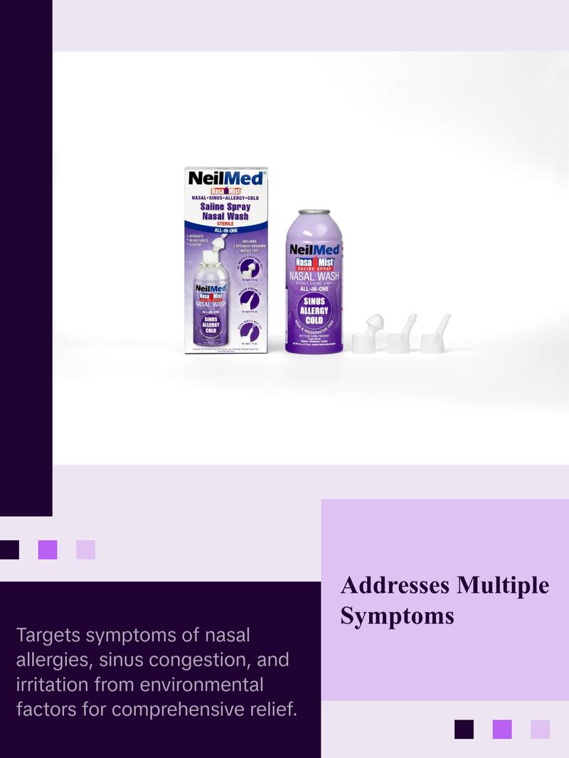 NeilMed NasaMist All-in-One Saline Spray Nasal Wash - Sterile, Isotonic, Preservative-Free, pH Balanced for Sinus Allergies & Dryness