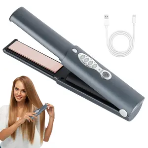 Mini cordless hair straightener, studded with colorful diamonds, portable travel size flat iron, 3 adjustable temperatures for fine hair, USB-C charging, heats up in seconds - perfect for quick styling anytime, anywhere