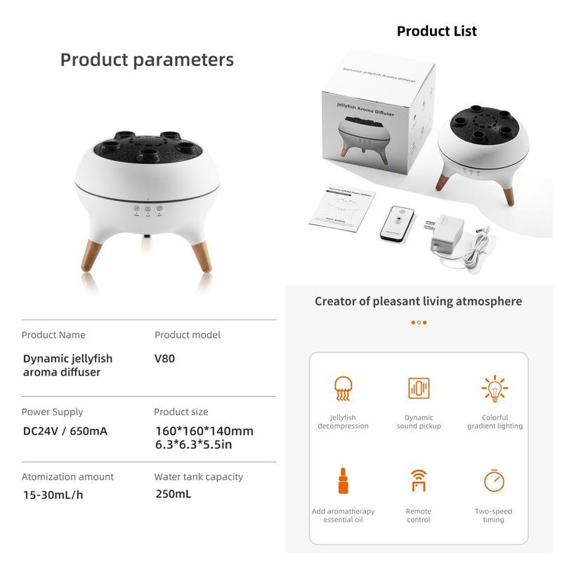 Dynamic Jellyfish Aroma Diffuser with Colorful Gradient Lighting & Essential Oil Diffusion for Home Aromatherapy and Relaxation