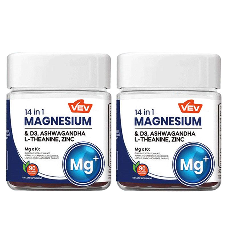 VEV 14-in-1 Magnesium Gummies-withAshwagandha,L-Theanine, Vitamin D3 & Zinc, EdibleHealthcare Dietary VEV 14-in-1 Magnesium Gummies-withAshwagandha,L-Theanine, Vitamin D3 & Zinc, EdibleHealthcare Dietary