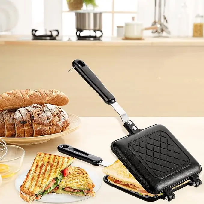 Sandwich Grid Pan, Suitable for induction cooktops and gas stoves, Perfect for home kitchens and gatherings. Sandwich Grid Pan, Suitable for induction cooktops and gas stoves, Perfect for home kitchens and gatherings.