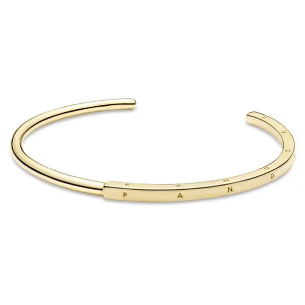 Pandora Signature ID Bangle, Unisex Silver Bracelet, Half-Squared Half-Rounded Design, Precisely Sized, Streamline Your Look, Model 569493C00-3, No, Us