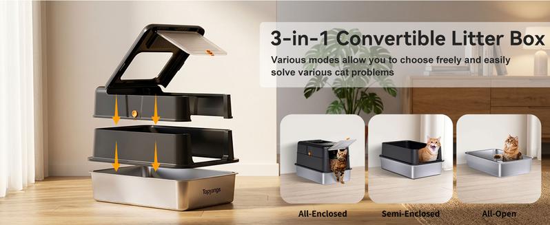 TOPYANGS XL Stainless Steel Trash Can (with Lid) features a high-sided, enclosed design for easy cleanup and effective spill prevention. Its flip-top lid allows for effortless emptying. Christmas gift