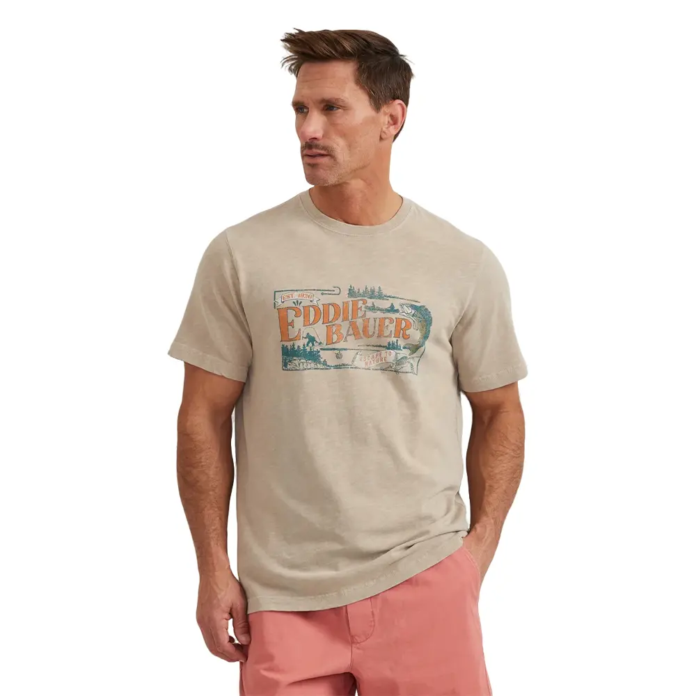Eddie Bauer Men's Graphic T-Shirt 100% Cotton Comfortable Exclusive Print Versatile Casua Casual Crewneck Menswear Tops