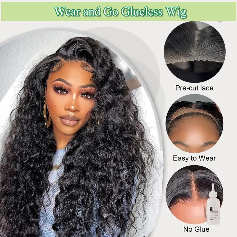 Bling Hair HD Glueless Closure Transparent Deep Wave 5X5 9X6 Lace Frontal Brazilian Human Hair Wig For Women 13X6 Glueless Closure HumanHair Wig Ready To Wear Glueless Wig 180 Density 28 30 INCH