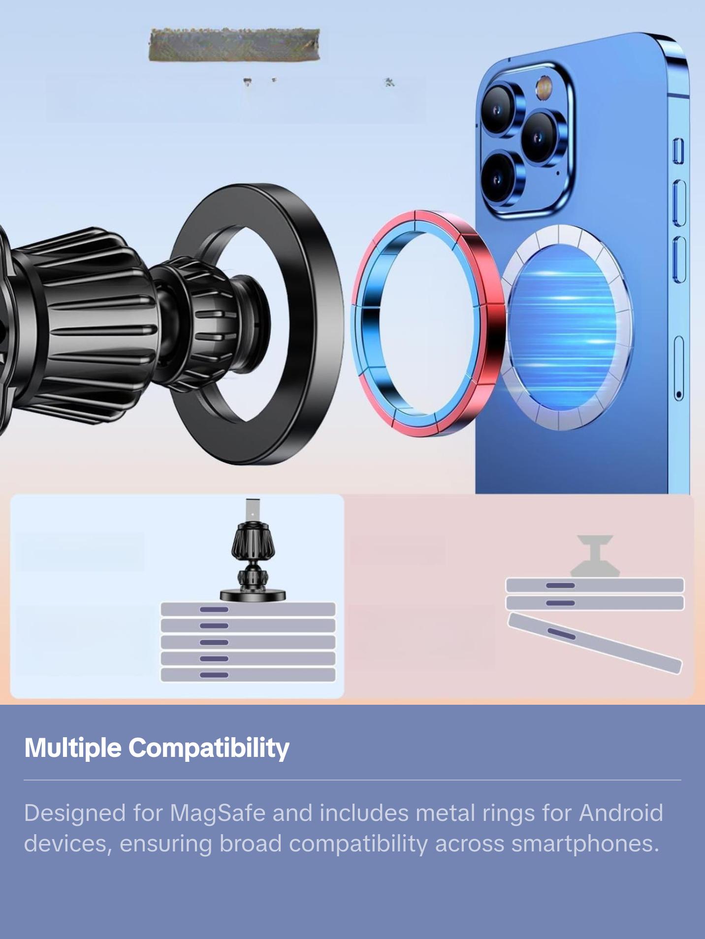 Magsafe Car Mount【20 Strong Magnets】Magnetic Phone Holder for Car Phone Holder Mount Dash【360°】Cell Phone Holders for Your Car Accessories for Women Men iPhone 16 Pro Max 15 14 13 12 Plus