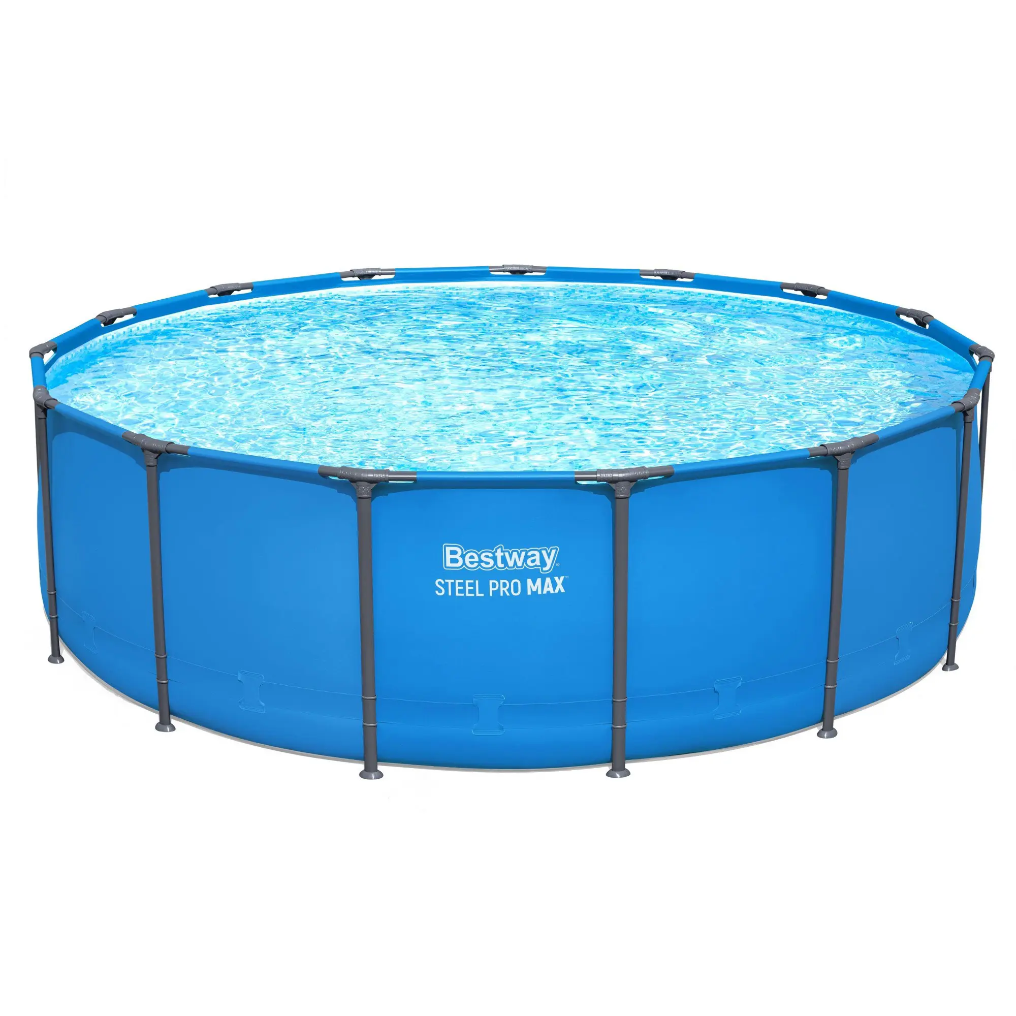Bestway Steel Pro MAX 15' x 48" Round Above Ground Swimming Pool for Backyard with DuraPlus Liner & FrameLink System for Durability