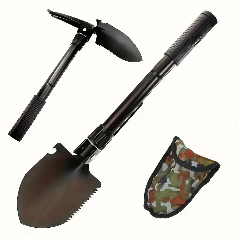 1pc Stainless Steel Compact Multifunctional Folding Shovel with Camouflage Pouch, Space-Saving Survival Gear Camping Tools Outdoor Survival Supplies for Hiking & Emergency Use (Sports & Outdoor Accessory)