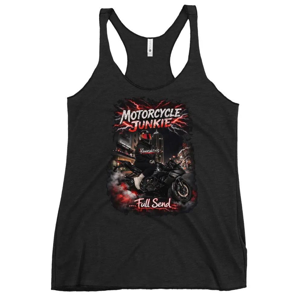 Motorcycle Junkie  Full Send Smoke Womens Racerback Tank