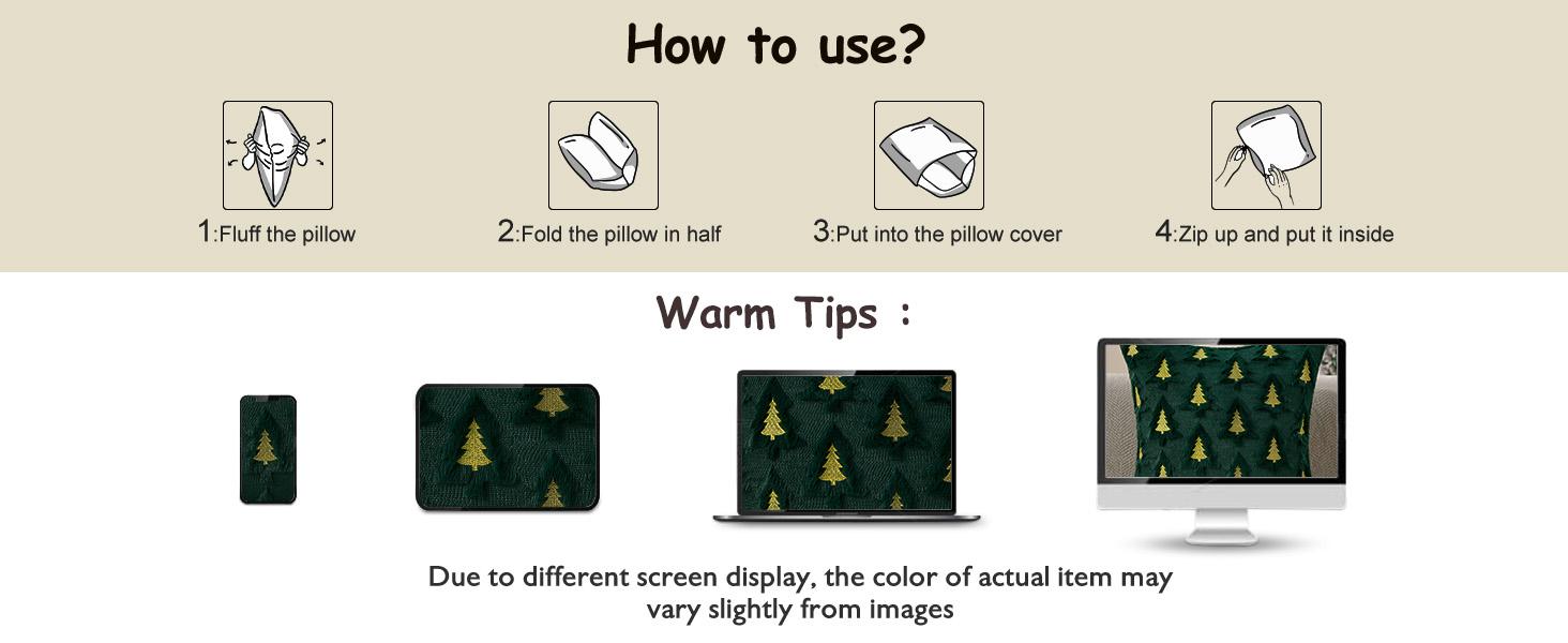 Christmas Pillow Covers 18x18 Set of 2 Beige Double Xmas Tree Pillow Covers Soft Plush Faux Fur Christmas Decorations for Xmas Winter Holiday Home Bedroom Sofa Cushion Cases Living Room Home Decor