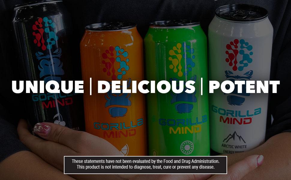 Gorilla Mind Energy Drink - Sugar Free Energy Drink - Gluten & GMO Free - 200mgs Caffeine with Nootropics - (Case of 12) Gorilla Mind Energy Drink - Sugar Free Energy Drink - Gluten & GMO Free - 200mgs Caffeine with Nootropics - (Case of 12)
