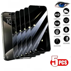 5PCS Anti-Spy Screen Protector For IPhone 15 PRO MAX 17 16 14 13 PRO MAX 17AIR 16E PRO PLUS Military-grade explosion-proof 28-degree anti-espionage compatible phone case, phone accessory, 9H hardness, bubble-free privacy tempered film