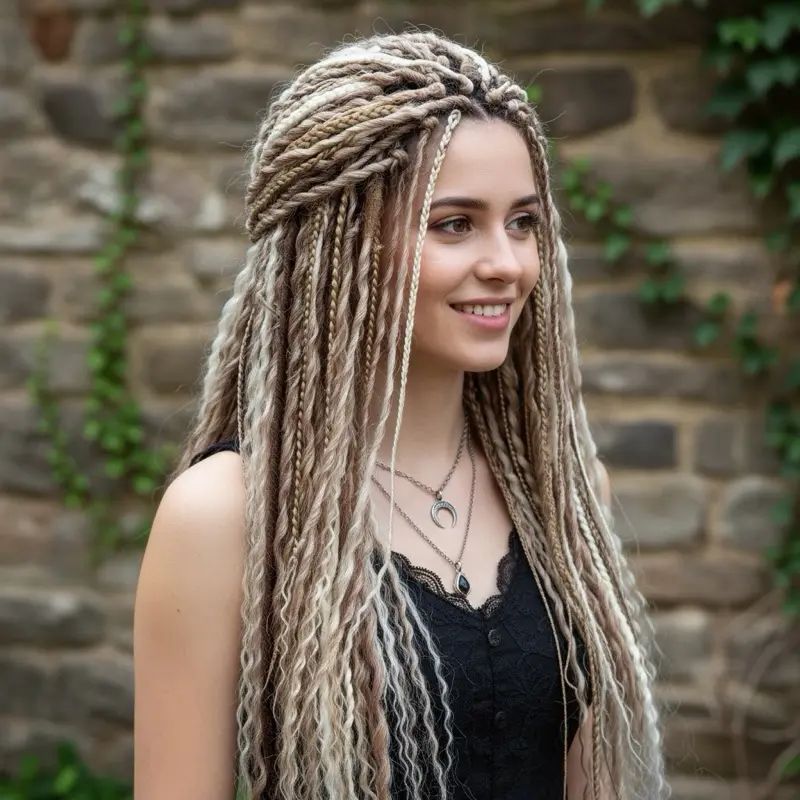 DreadGemsCraft 50 DE Boho Braid Set 21.7in Creamy Latte Blend
