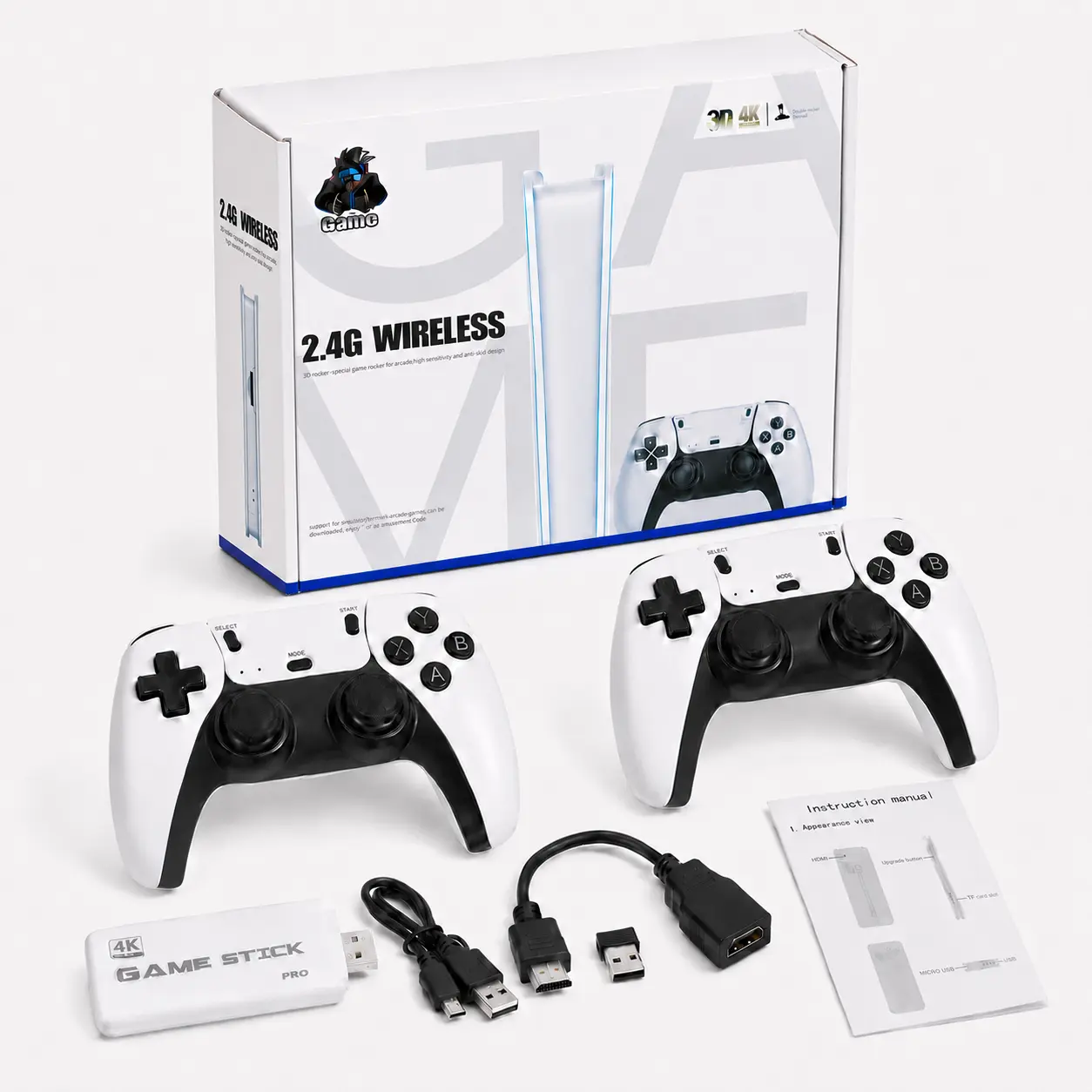 Retro Mass Games Console (No PS2/N64) - Tech Gadgets, Built-in Games, 9 Emulators, 2 Wireless Controllers, HD Output, 64GB SD Card, Portable Gaming System - Father's Day Gifts for Kids & Adults, Gaming Products, Game Stick Console
