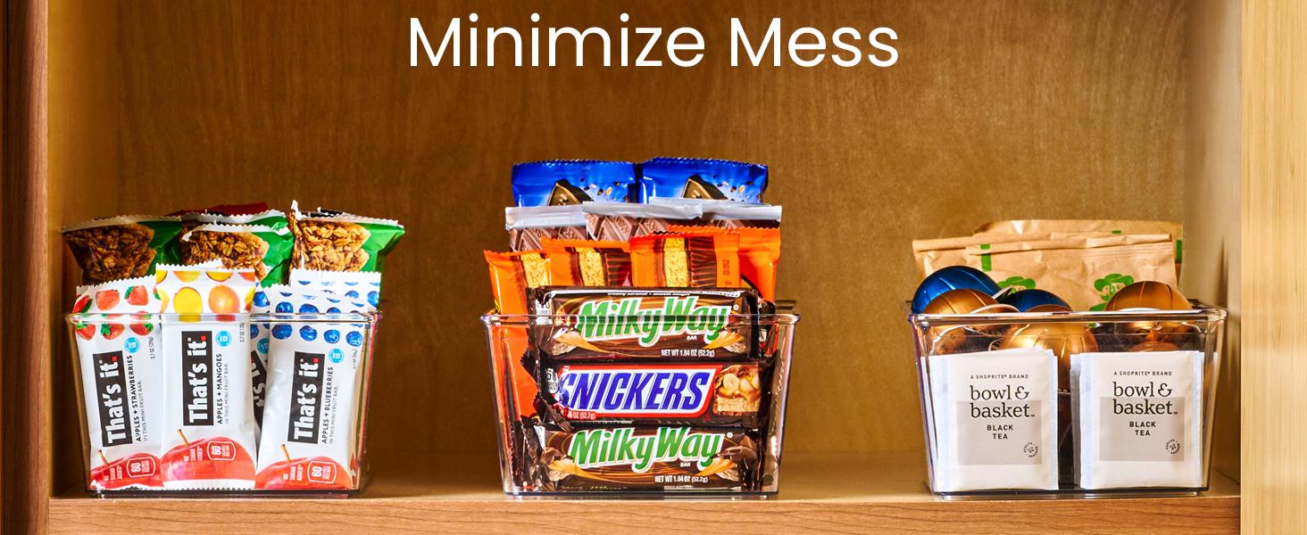 8 Pcs Clear Pantry Organizer Bins - Fridge Organizer with 3 Removable Dividers, Ideal for Kitchen, Pantry, Refrigerator, Freezer, and Snack Storage Clear Organizer Bins Fridge Organizer Bins Clear Kitchen Cabinet Organizer Bins  Snack Drink Organizer 1.1