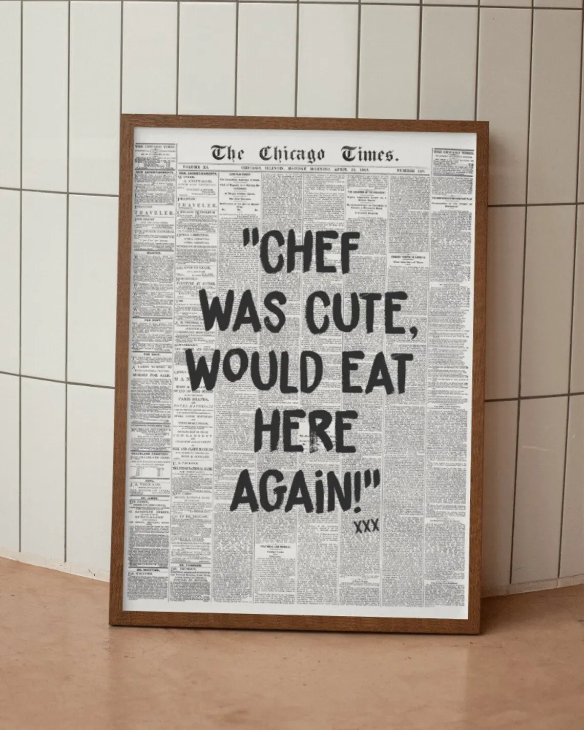 Aesthetic Kitchen Decor, Kitchen wall art, Chef was cute might eat here again, gift for cook, Cooking decor, Kitchen poster,