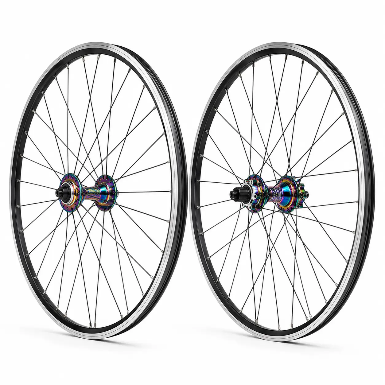 27.5-Inch Bicycle Wheel Set - Front & Rear Wheels with Clean Look, Multicolor Hubs, Slim Spokes & Rims for Bicycle Replacement, Repair