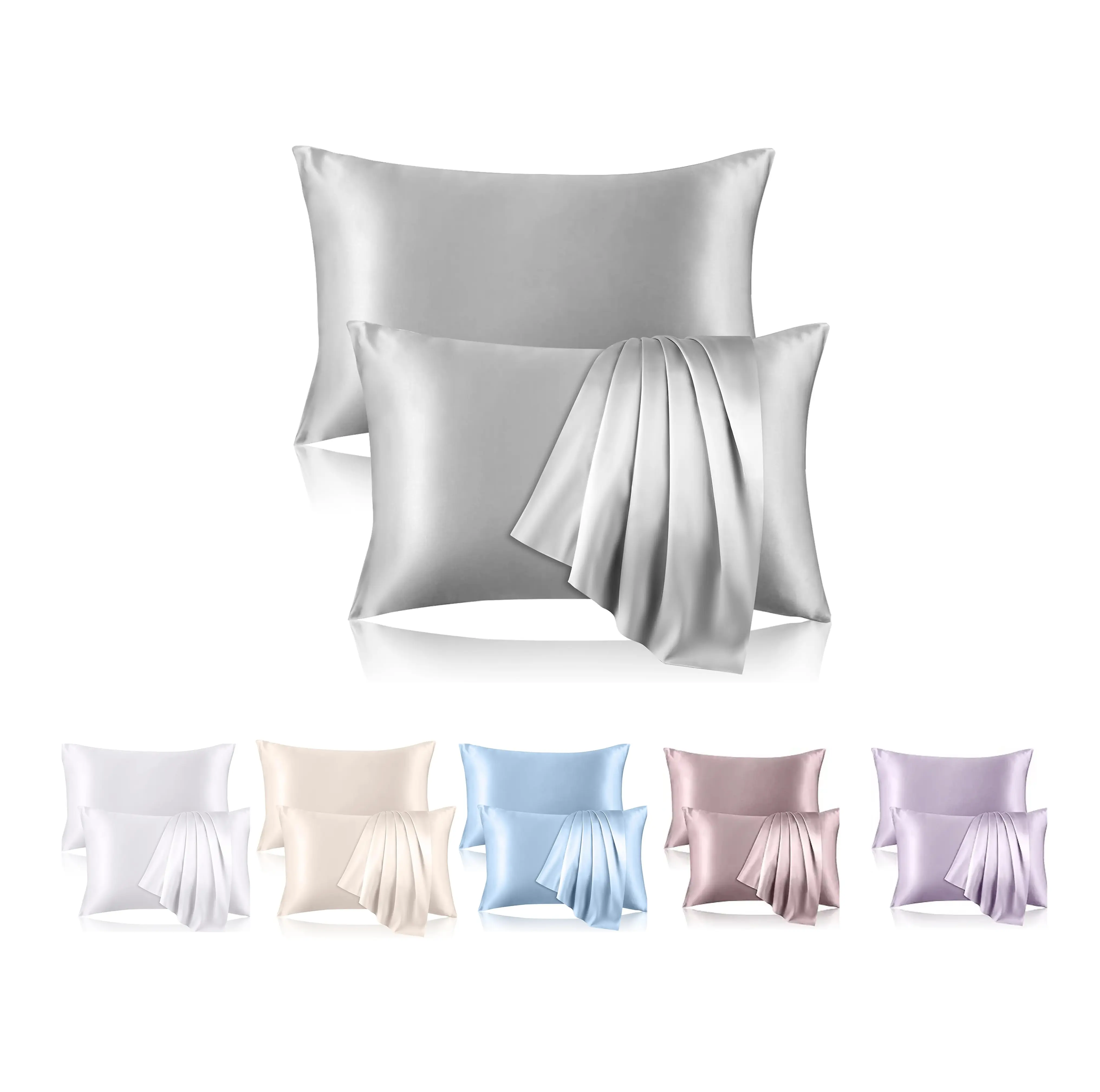 Dysiuv 2-Pack Queen 100% Mulberry Silk Pillowcases, 100% Silk Bedding Linens, Double-Sided, Hypoallergenic, Silky Soft, Wrinkle-Reducing, Hair & Skin Protective, Fade-Resistant After Washing, Neat Stitching Bedroom Gifts, No Easy Running After Washing, Lu