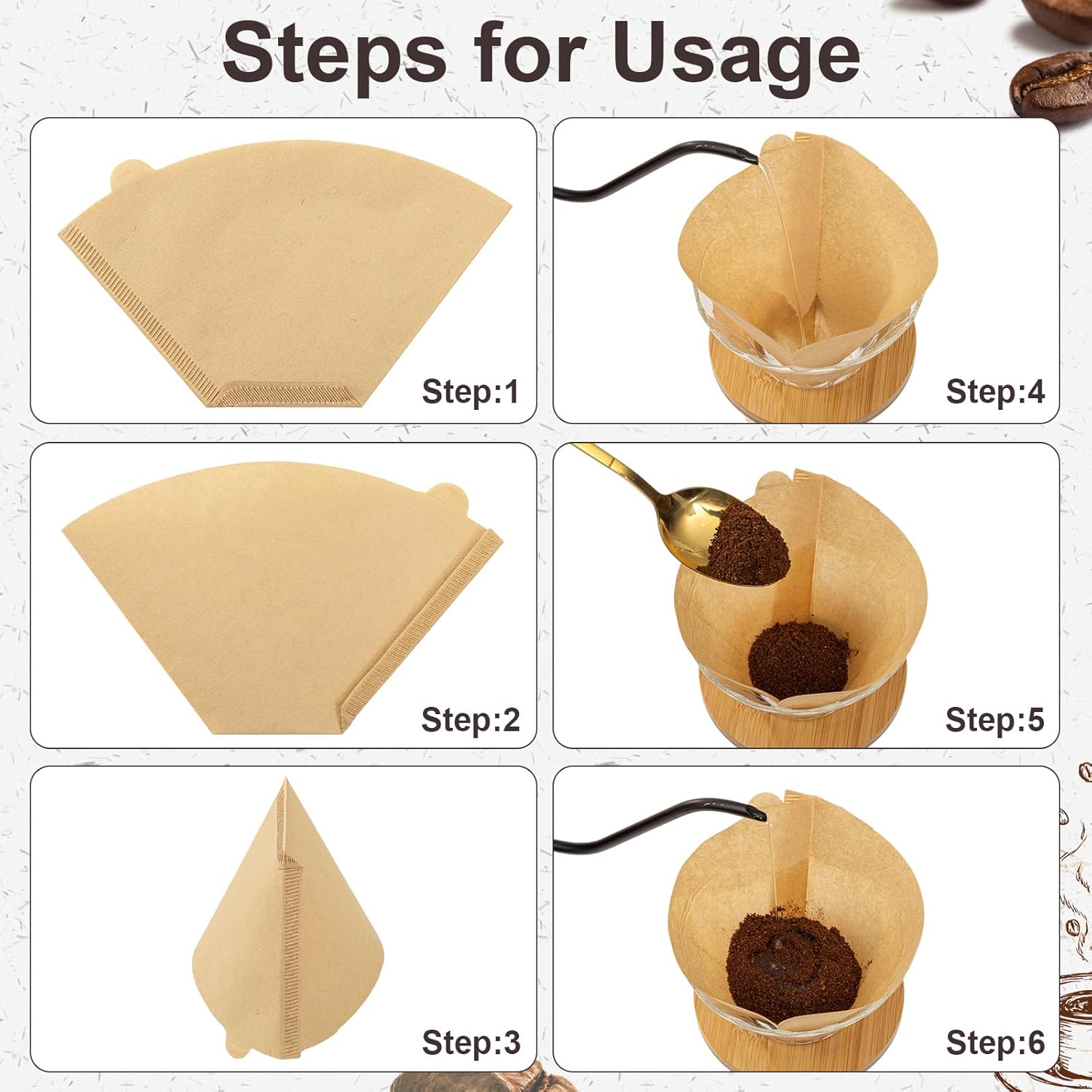 100pcs #4 Unbleached Coffee Filters – Natural Cone Paper, 8–12 Cup, Disposable Filters Compatible with Ninja, Pour Over & Drip Coffee Makers