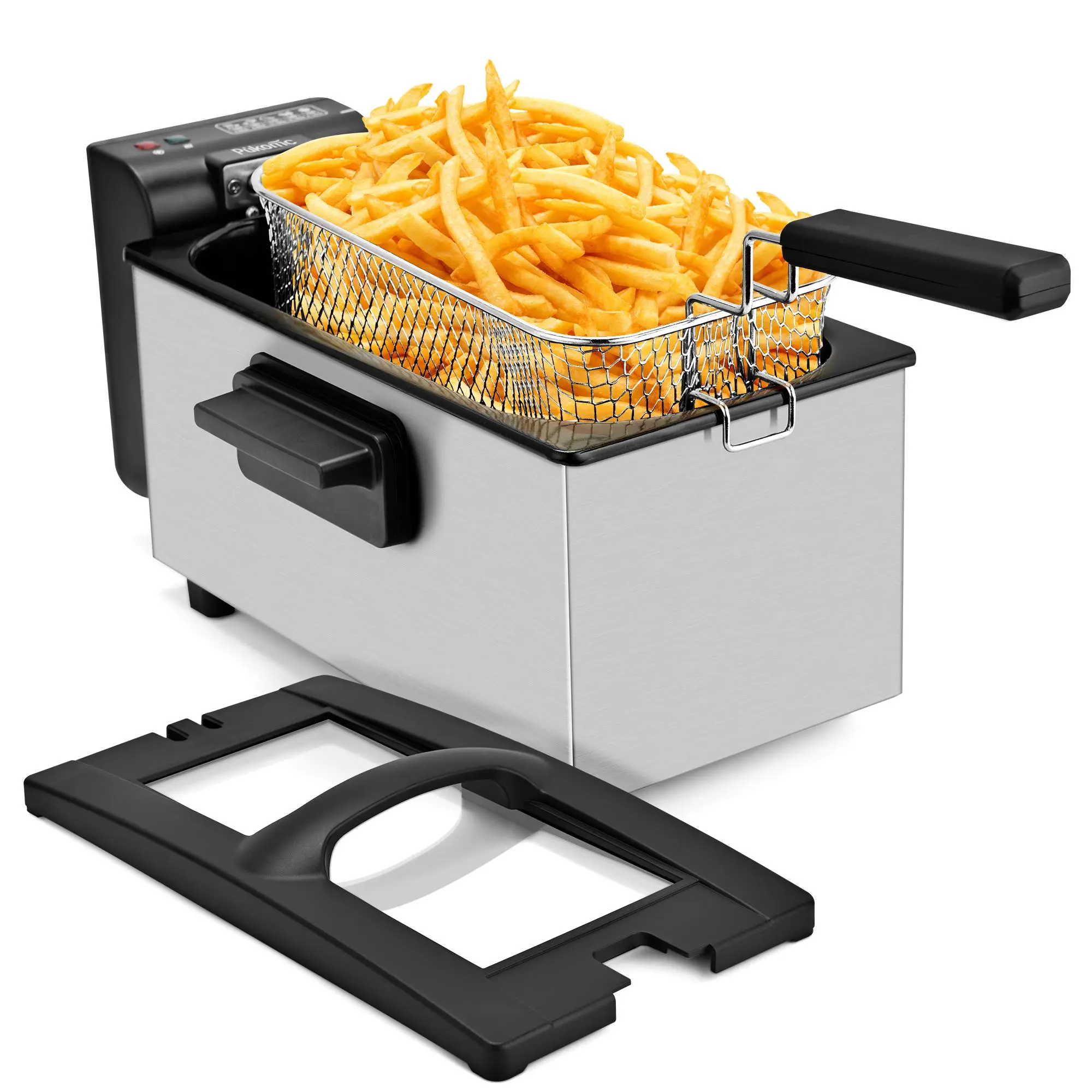 SUSTEAS Easy-Clean Deep Fryer with Basket, Removable Lid, Adjustable Temperature Control - Portable Mini Modern Kitchen Fryer, Ideal Household Appliance, Adjustable Temperature Fryer