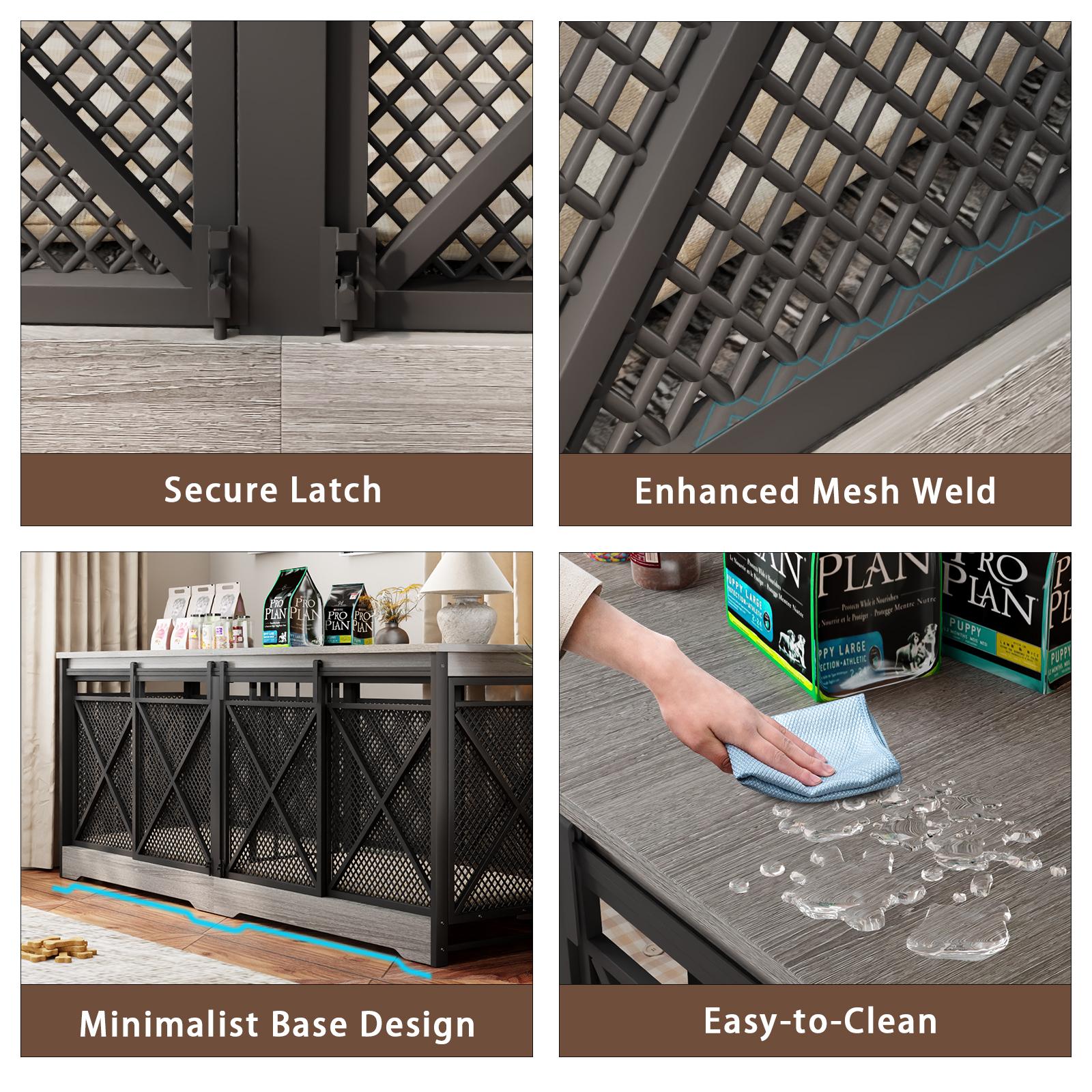 【SpringGlowUp】COZPAW 78" Dog Crate Furniture for 2 Dogs,Extra Large Breed Double Chew-Resistant Indoor Pet House,Heavy Duty Wooden XXL Large Kennel, Furniture Style XL Dog Cage, Max 300lbs Capacity (Grey) 【SpringGlowUp】COZPAW 78" Dog Crate Furniture for 2 Dogs,Extra Large Breed Double Chew-Resistant Indoor Pet House,Heavy Duty Wooden XXL Large Kennel, Furniture Style XL Dog Cage, Max 300lbs Capacity (Grey)