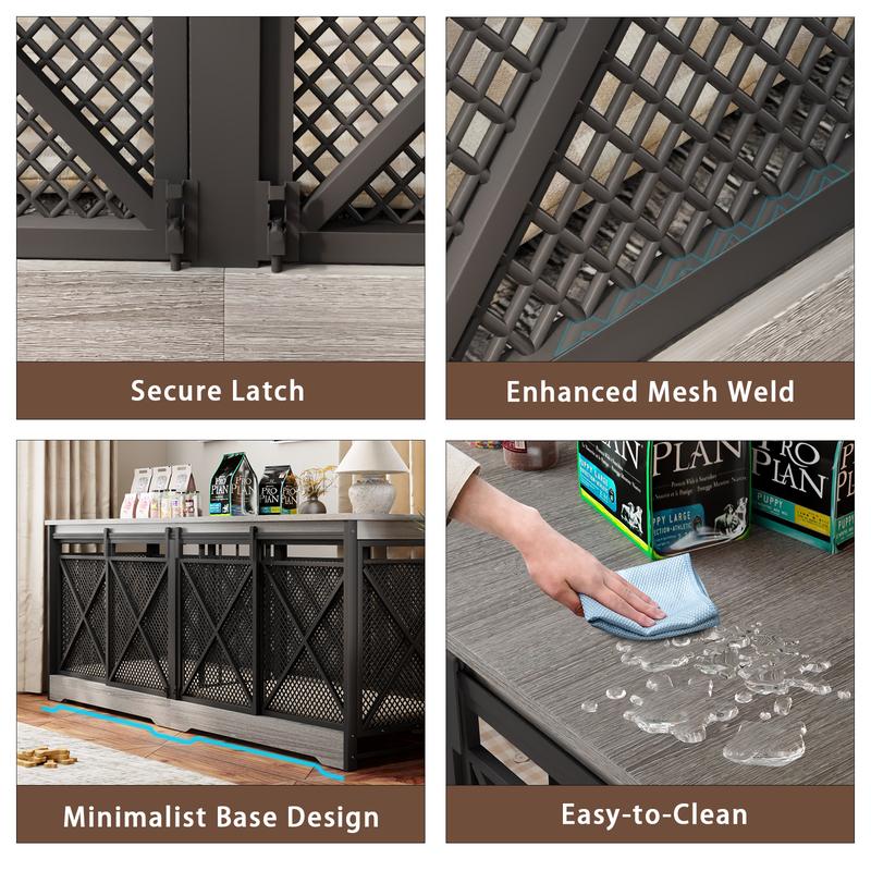 COZPAW 78" Dog Crate Furniture for 2 Dogs,Extra Large Breed Double Chew-Resistant Indoor Pet House,Heavy Duty Wooden XXL Large Kennel, Furniture Style XL Dog Cage, Max 300lbs Capacity (Grey)