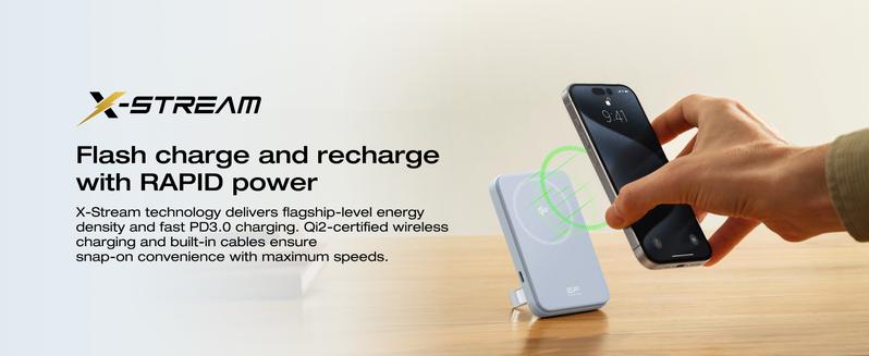 EF ECOFLOW Rapid Power Bank, 5000mAh Qi2 Certified Wireless Magnetic Portable Charger, 30W Max Fast Charging Battery Pack with Built-in USB-C Cable & Stand for iPhone16/15/14/13/12 Series Only