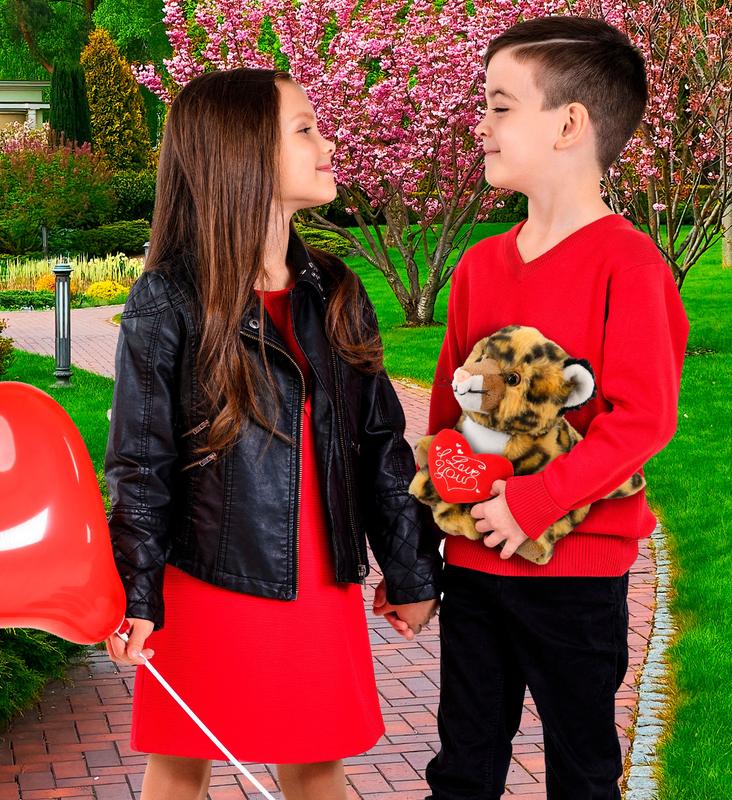 PLUSH I LOVE YOU RED HEART - SUPER-SOFT PLUSH - SQUAT LEOPARD 8"