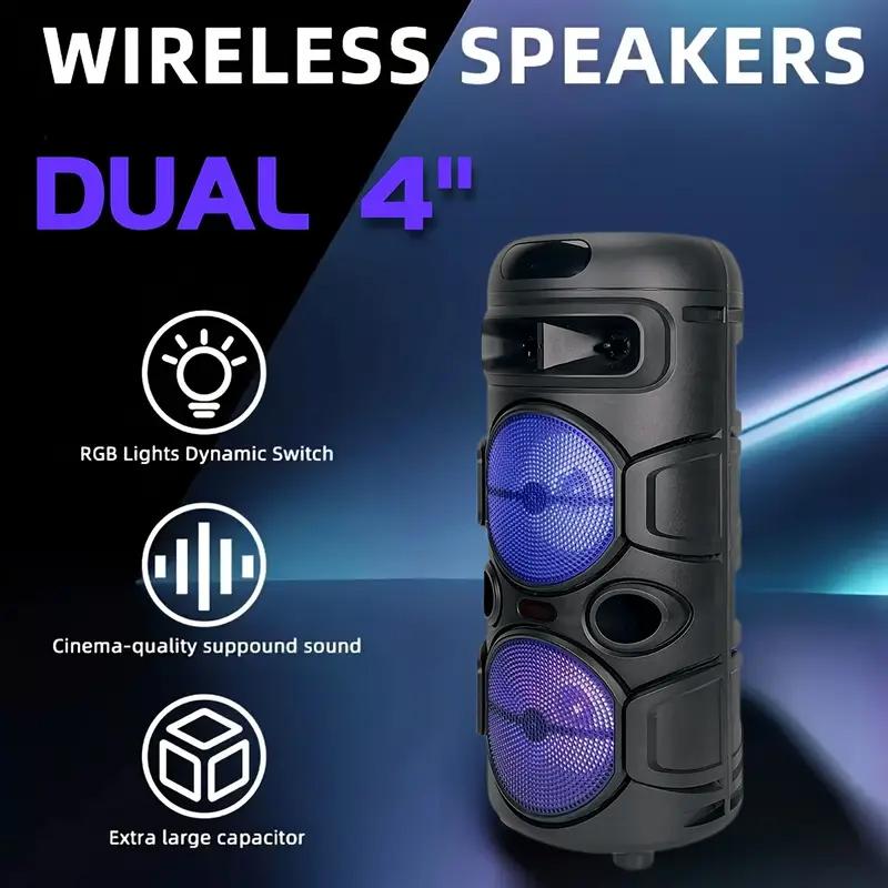 Professional Large Bluetooth Speaker with Microphone, Portable Design with Subwoofer Party Box for JBL, with LED Light, Compatible with BT/USB/TF/AUX/FM/TWS/MIC/EQ Functions, Professional Karaoke. Ideal Gift for Birthdays, Christmas, New Year.