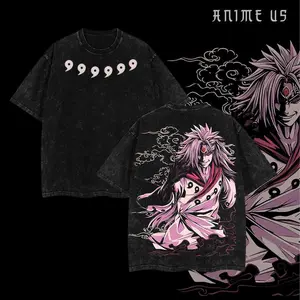 [COLLECTION] Limited Edition Madara Uchiha T-Shirt - Double Printed Washed Tee Unisex Oversize, Acid Washed Lightweight Cotton, Naruto Anime Manga, Uchiha Clan, Gift for Anime Fan