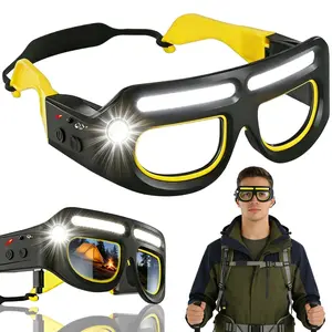 Rechargeable LED sports glasses light with a headlamp, featuring 5 modes; suitable for night running; touch controls; ideal for running, camping, fishing, cycling, hiking, and nighttime work (set of 2).