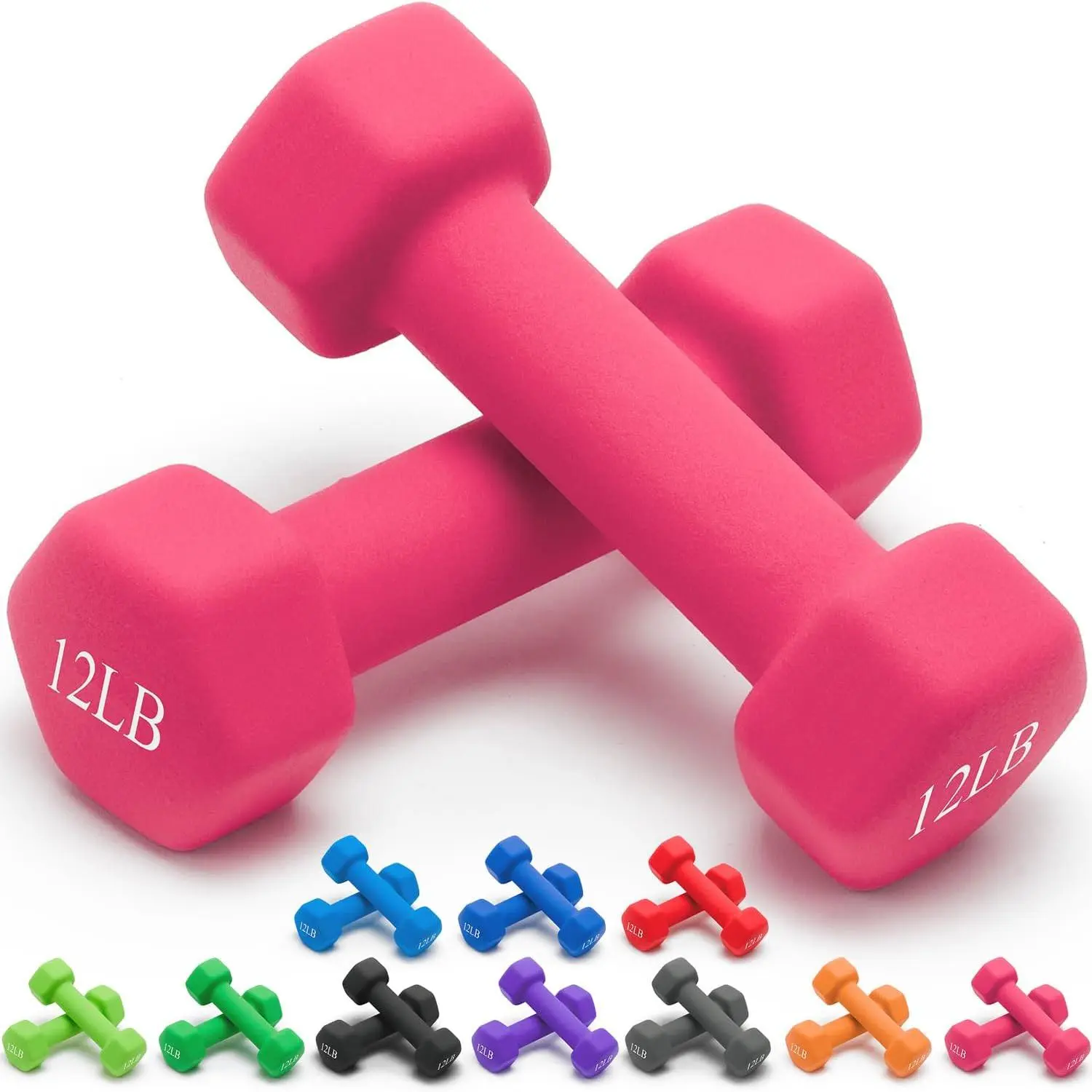 Weights Dumbbells 10 Colors Options Compatible with Set of 2 Neoprene Dumbbells Set,1-15 LB, Anti-Slip, Anti-roll, Hex Shape, At Home Gym Equipment, Home Workout Gear, Home Fitness Equipment, Weights Dumbbell Set