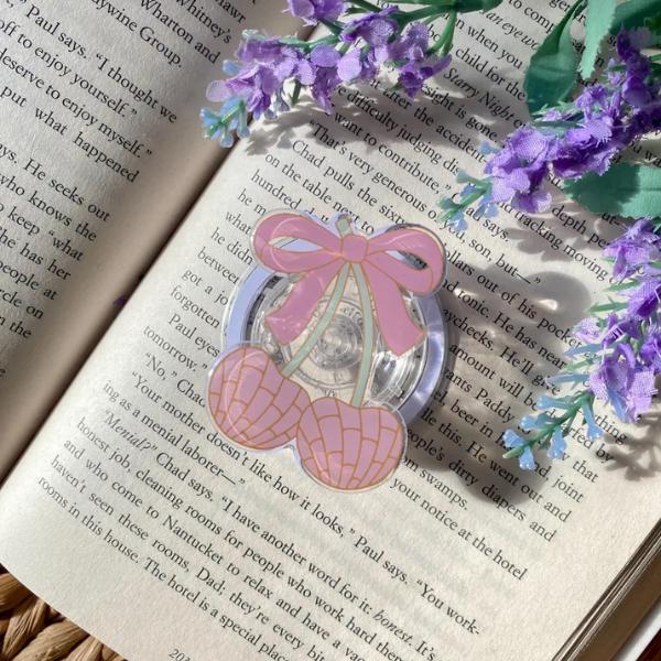 MagSafe Magnetic Phone Kindle E Reader Grip, Book Stack Pink Bow Coquette Concha Cherry Emotional Goose Pop Socket