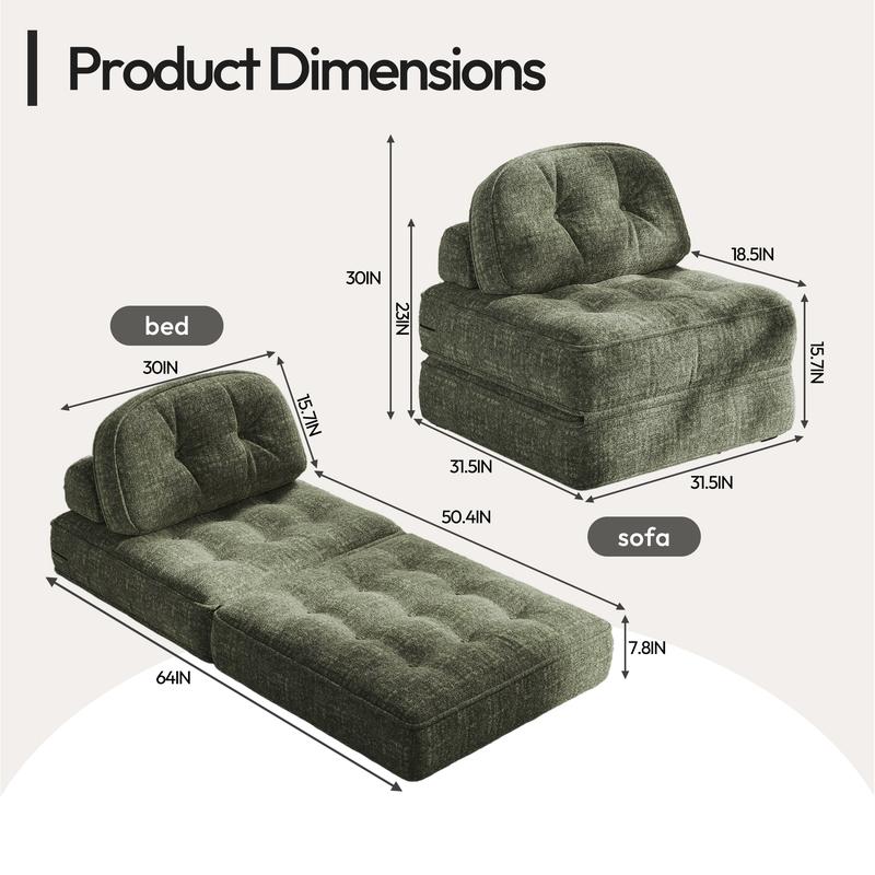 [New Year Deals] Folding Boneless Sofa Bed with Pillow, Convertible Comfy Couch Bed for Adults Home Lounge and Gaming, Modern Comfortable Design for Apartment Living Room Bedroom, Single, Smooth Velvet,Xmas Gifts for Everyone: Kids, Him, Her, Mom & Dad